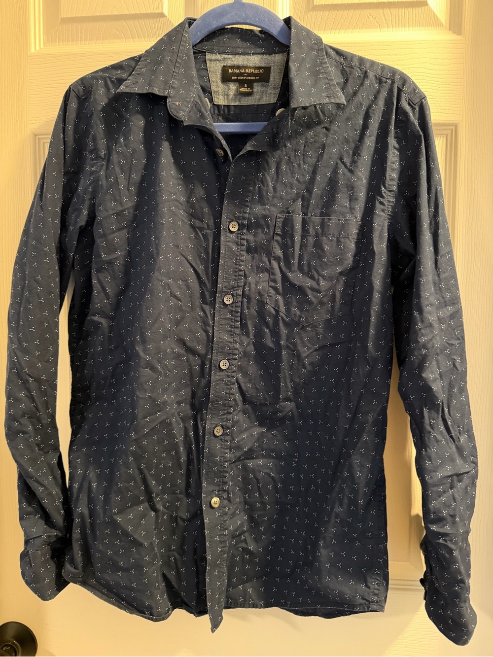 Banana Republic Navy Micro-Pattern Long-Sleeve Shirt Jacket